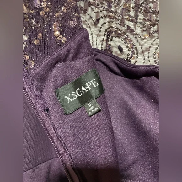 Xscape Brand Size 12 Plum Color Long Gown - Picture 3 of 13
